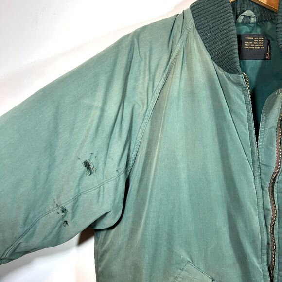 VINTAGE Eddie Bauer Jacket Mens L Tall Goose Down Flight Bomber Puffer 70s Green - Picture 13 of 14